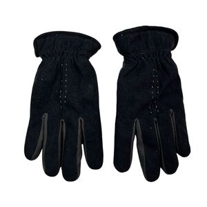 Isotoner Black Fleece Gray Stitch Sherpa Lined Pull On Winter Gloves Medium M